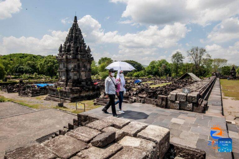 People visit Prambanan temple complex in Indonesia