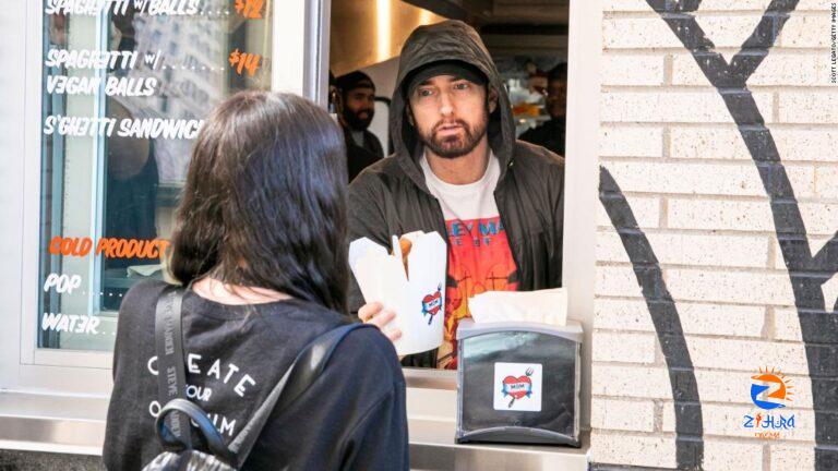 Eminem served pasta to guests at his restaurant opening