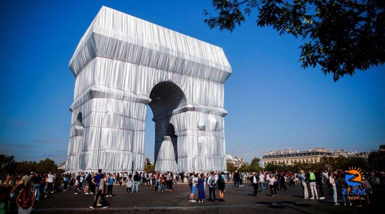 In pictures: Paris’ Arc de Triomphe wrapped in shimmering fabric