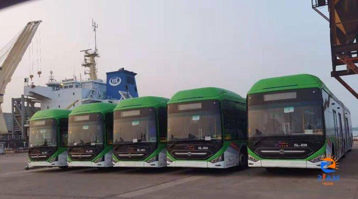 Pakistan receives cargo ship carrying 40 buses for Karachi BRT project