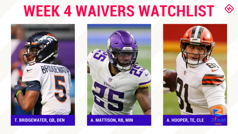 Fantasy Football Waiver Wire Watchlist for Week 4: Streaming targets, free agent sleepers include Teddy Bridgewater, Alexander Mattison, Austin Hooper