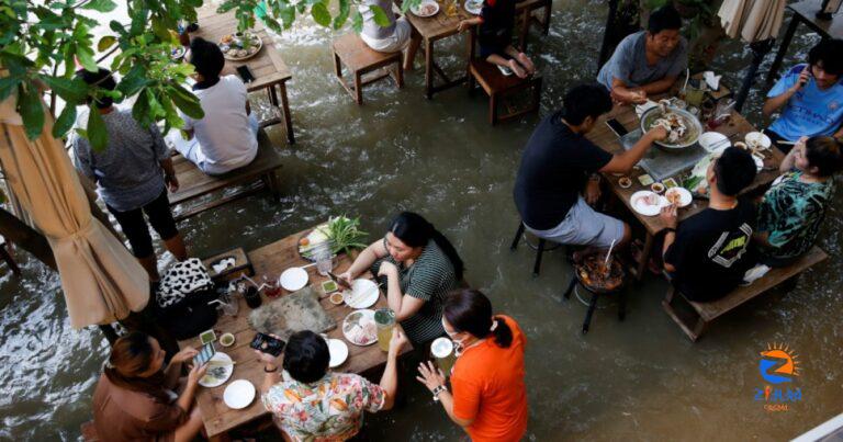 Riverside restaurant makes waves in Thailand as flood dining goes viral | Eat/Drink