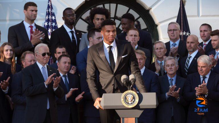 Giannis Antetokounmpo continues remarkable journey as Milwaukee Bucks visit The White House as NBA champions