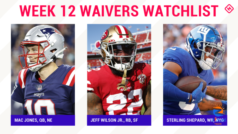 Fantasy Football Waiver Wire Watchlist for Week 12: Streaming targets, free agent sleepers include Mac Jones, Jeff Wilson Jr., Sterling Shepard