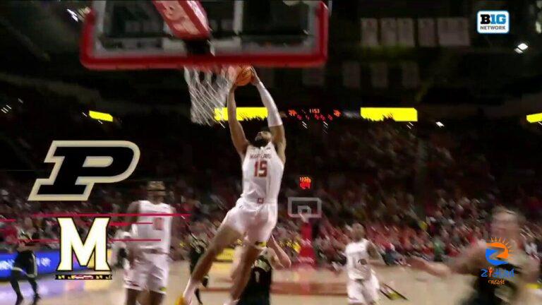 Patrick Emilien slams home a two-handed jam for Maryland to cap off a 14-3 run vs. Purdue