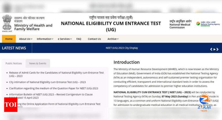 NEET UG 2023 Admit Card: NEET UG 2023 Admit Card released on neet.nta.nic.in, here’s download link