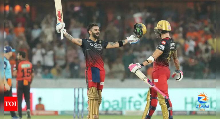 SRH vs RCB Highlights: Virat Kohli’s record-equalling ton boosts Royal Challengers Bangalore’s playoffs hopes | Cricket News