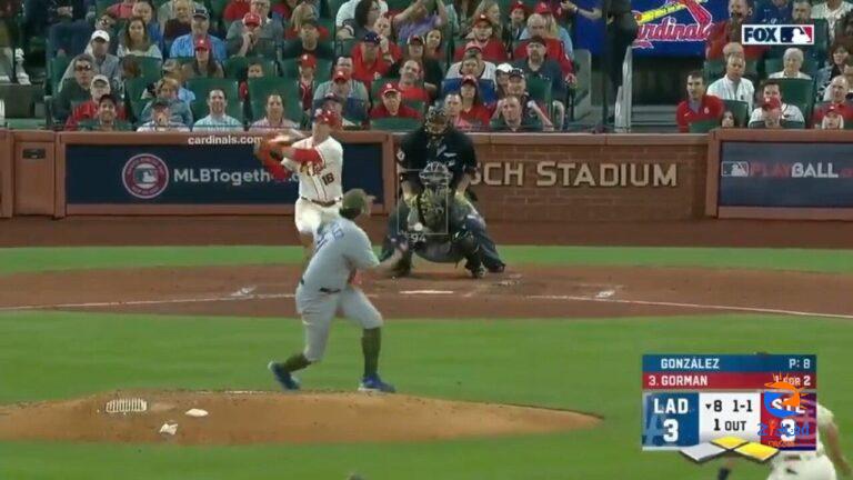 Cardinals' Nolan Gorman crushes a three-run home run to take the 6-3 lead over the Dodgers