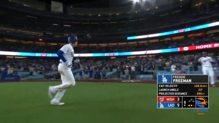 Freddie Freeman cranks a solo home run in the Dodgers' victory against the Nationals