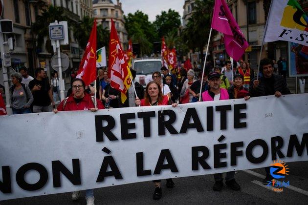 France Pension Protest Held on Outskirts of Cannes Film Festival