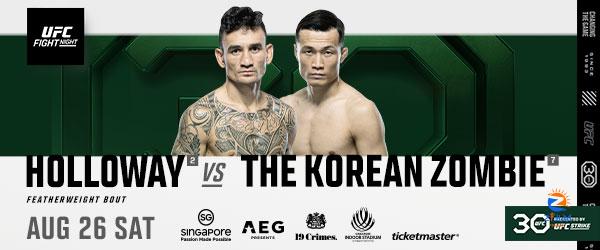 Intellasia East Asia News – UFC Fight Night: Holloway VS. The Korean Zombie in Singapore for Asia Prime Time Showdown in August