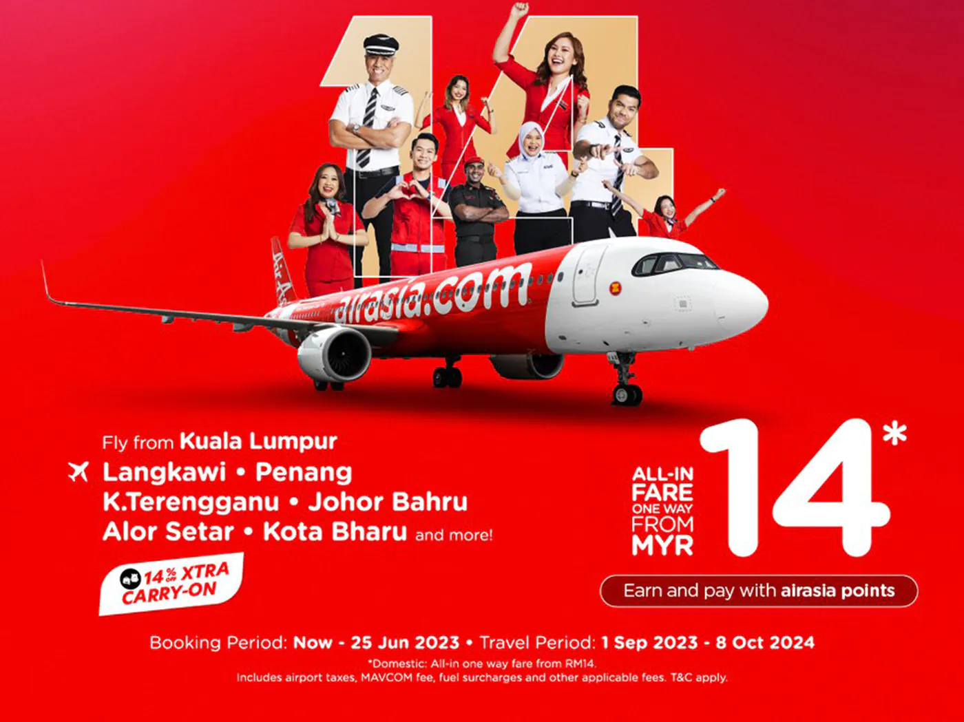 AirAsia Launches One-Way Flight Promo Starting From RM14