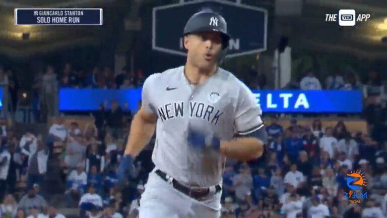 Yankees' Giancarlo Stanton goes deep off Dodgers ace Clayton Kershaw in the fourth inning