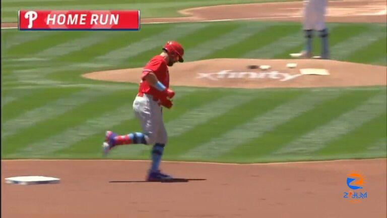 Phillies' Kyle Schwarber goes oppo vs. the A's for his 24th career leadoff home run