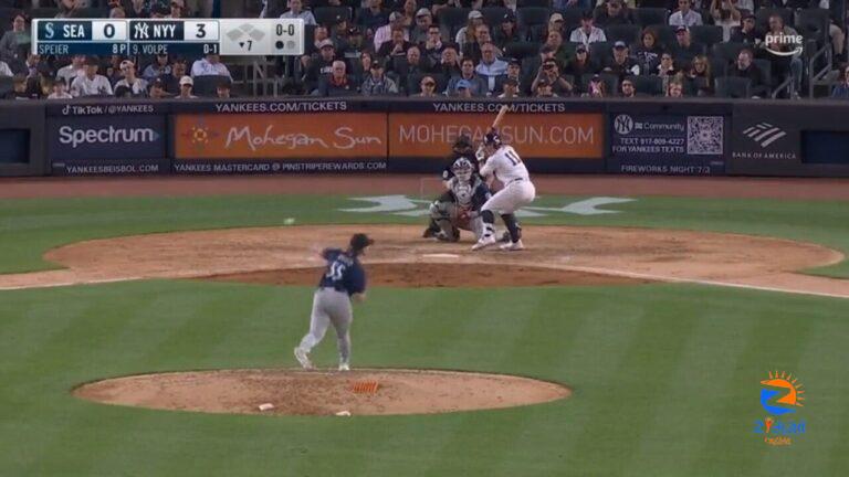 Yankees' Anthony Volpe launches a solo home run to extend the lead over the Mariners