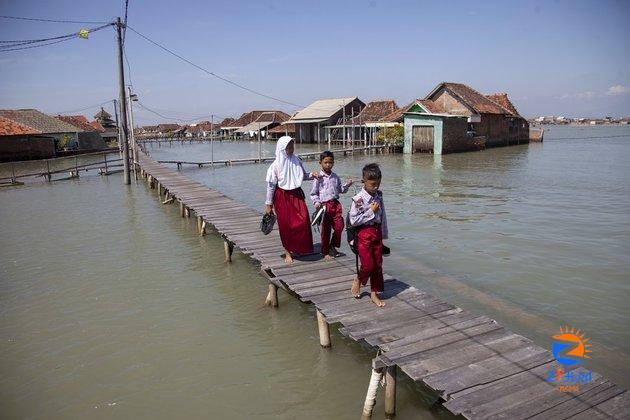 Villages surrounded by sea water in Central Java, Indonesia